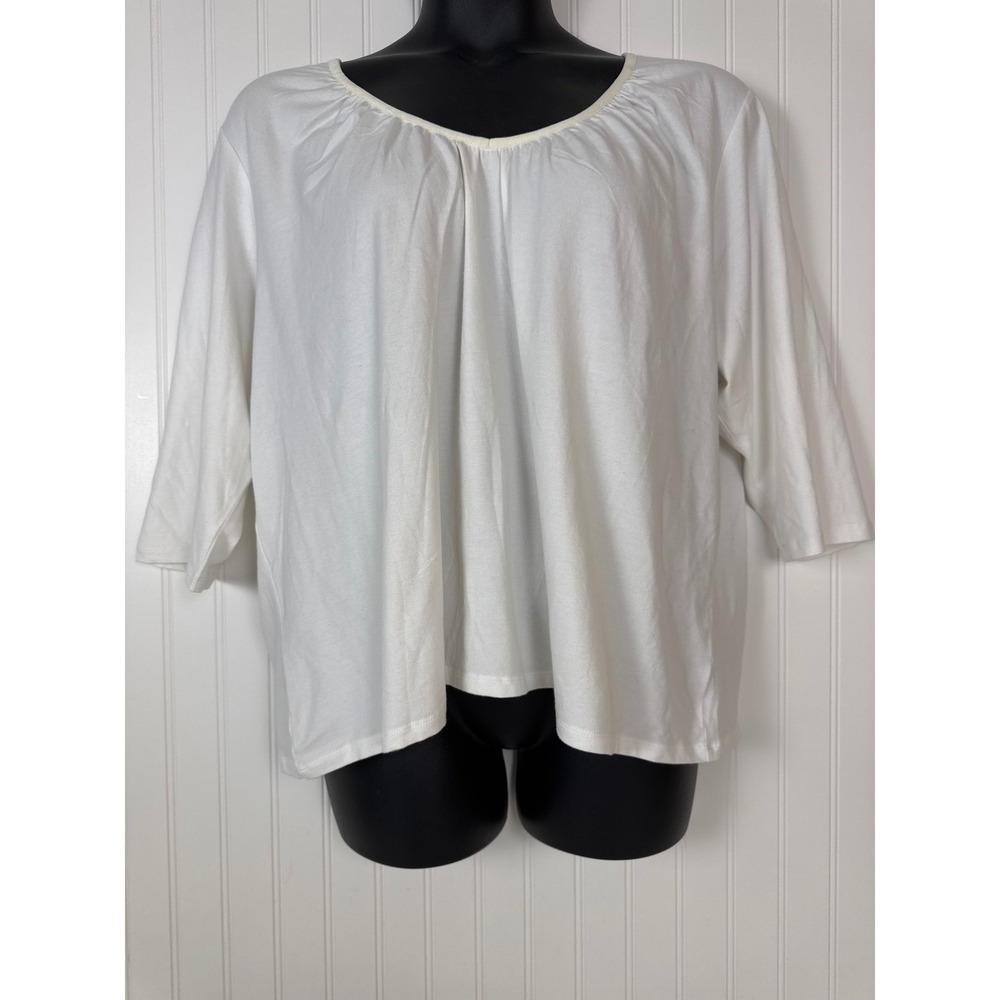 J. Jill Top Women‎ 4X White Pima Cotton Stretch 3/4 Sleeve Classic Clean Girl
